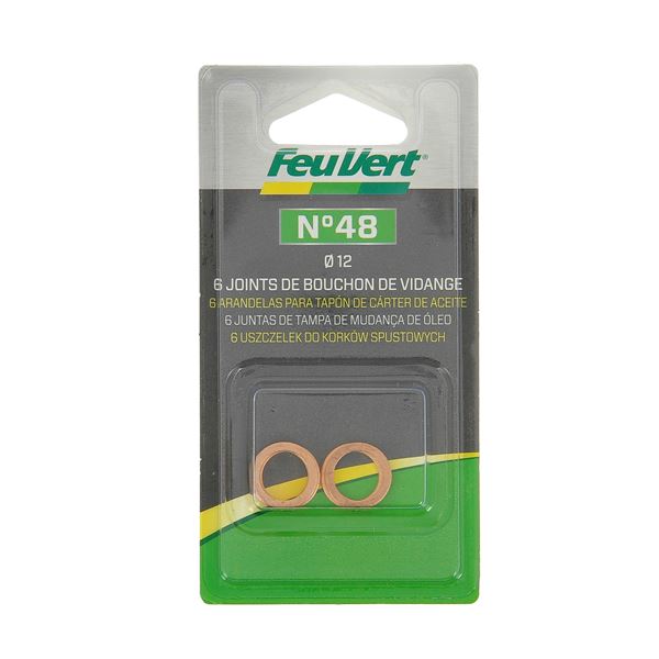 6 Joints de vidange cuivre 12 mm Feu Vert N°48 6 Joints de vidange cuivre 12 mm Feu Vert N°48