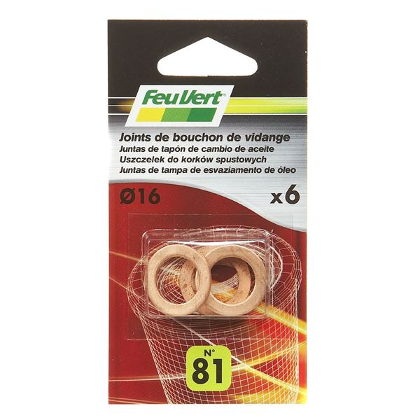 6 Joints de vidange cuivre 16 mm Feu Vert N°81 6 Joints de vidange cuivre 16 mm Feu Vert N°81