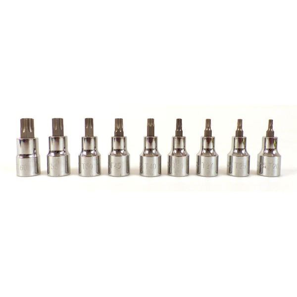 Jeu de 9 douilles étoiles mâles 1/2 pouce PRECISION STEEL Jeu de 9 douilles étoiles mâles 1/2 pouce PRECISION STEEL