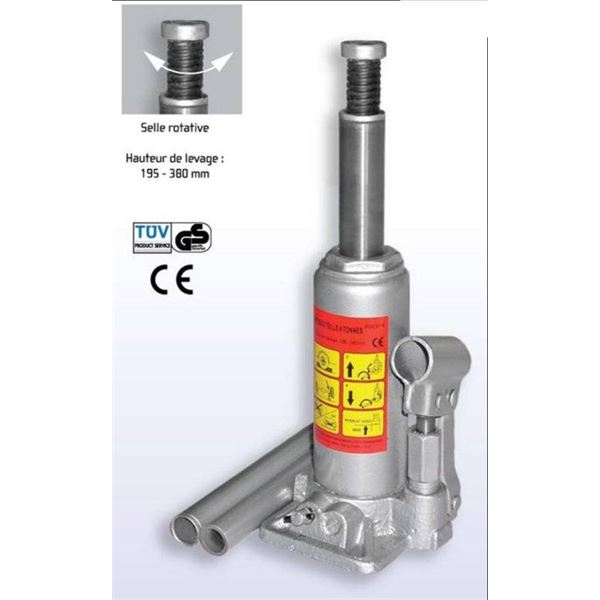 Cric hydraulique bouteille 4 tonnes Cric hydraulique bouteille 4 tonnes