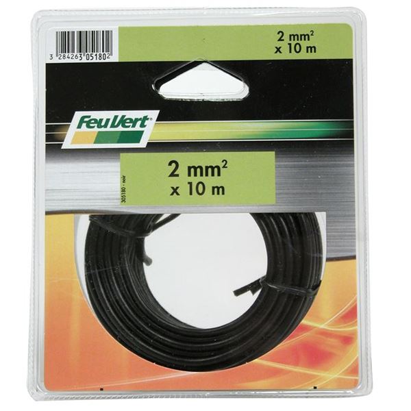 Câble noir 2 mm² x10 m FEU VERT Câble noir 2 mm² x10 m FEU VERT