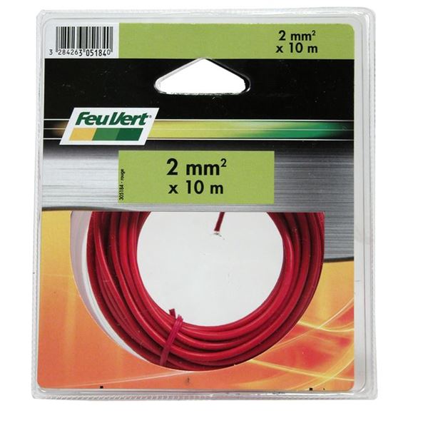 Câble rouge 2 mm² x 10m FEU VERT Câble rouge 2 mm² x 10m FEU VERT
