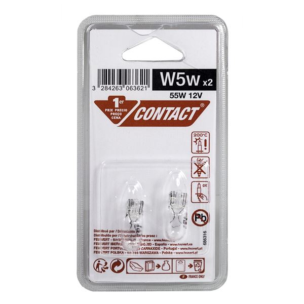 2 ampoules Contact 1er Prix W5W 2 ampoules Contact 1er Prix W5W
