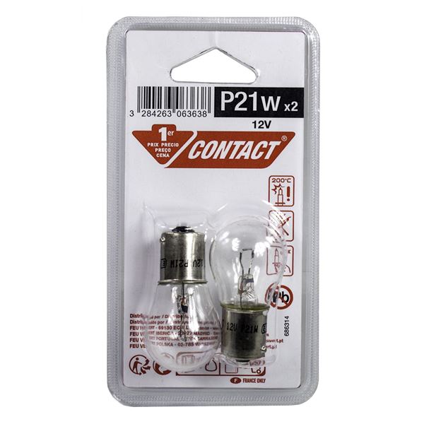 2 ampoules Contact 1er Prix P21W 2 ampoules Contact 1er Prix P21W
