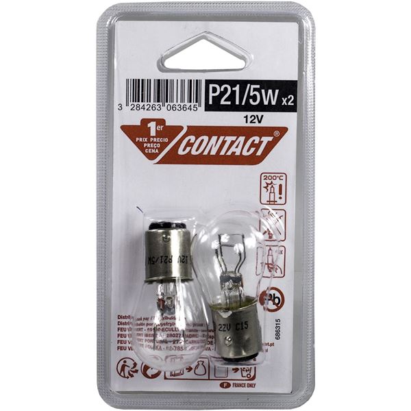 2 ampoules Contact 1er Prix P21/5W 2 ampoules Contact 1er Prix P21/5W
