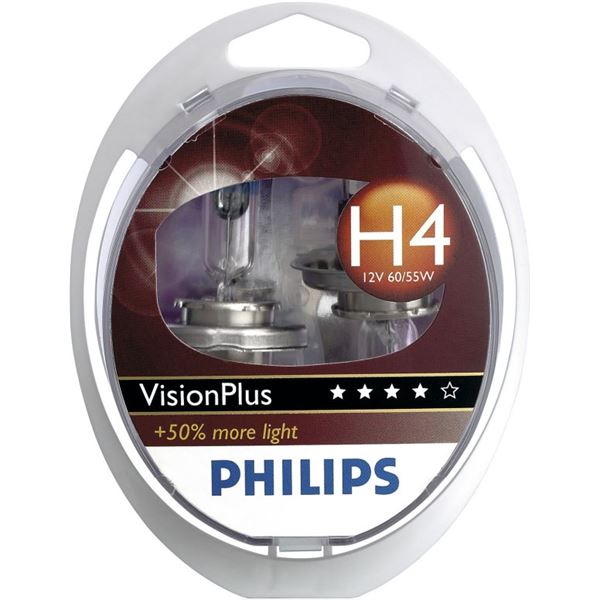 2 ampoules Philips H4 Vision Plus 2 ampoules Philips H4 Vision Plus