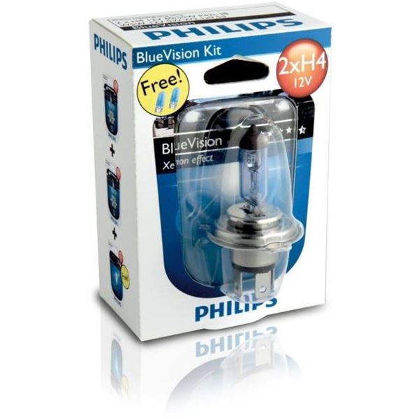 2 ampoules Philips H4 Blue Vision + 2 ampoules W5W 2 ampoules Philips H4 Blue Vision + 2 ampoules W5W