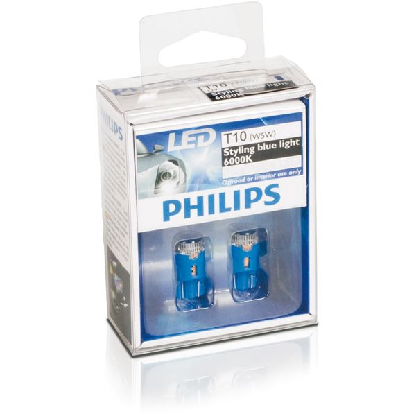 2 ampoules Philips premium LED 6000 K W5W 2 ampoules Philips premium LED 6000 K W5W