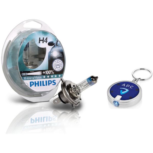 2 ampoules Philips H4 X-treme Power Vision + porte-clés 2 ampoules Philips H4 X-treme Power Vision + porte-clés