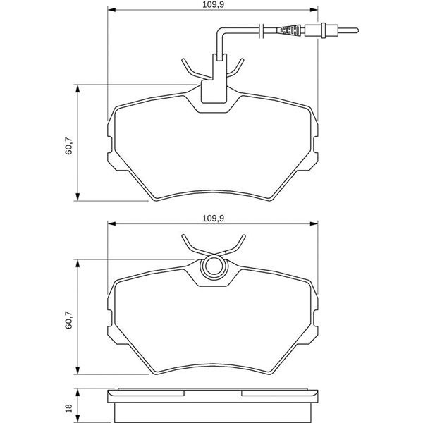 4 Plaquettes de frein avant Bosch BP100 4 Plaquettes de frein avant Bosch BP100