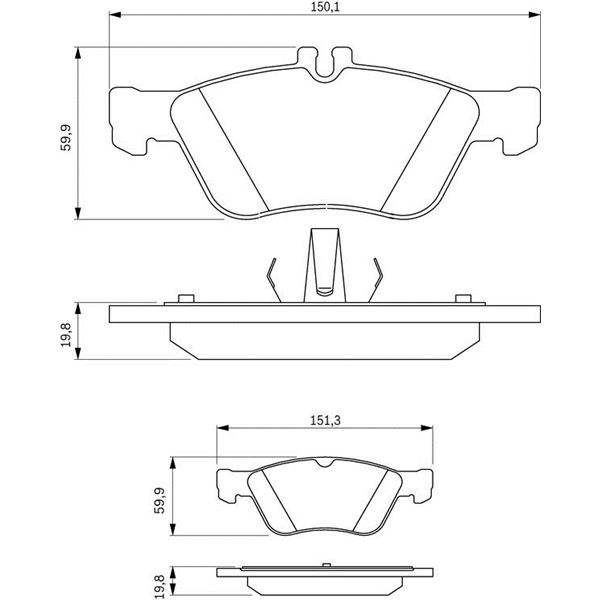 4 Plaquettes de frein avant Bosch BP111 4 Plaquettes de frein avant Bosch BP111