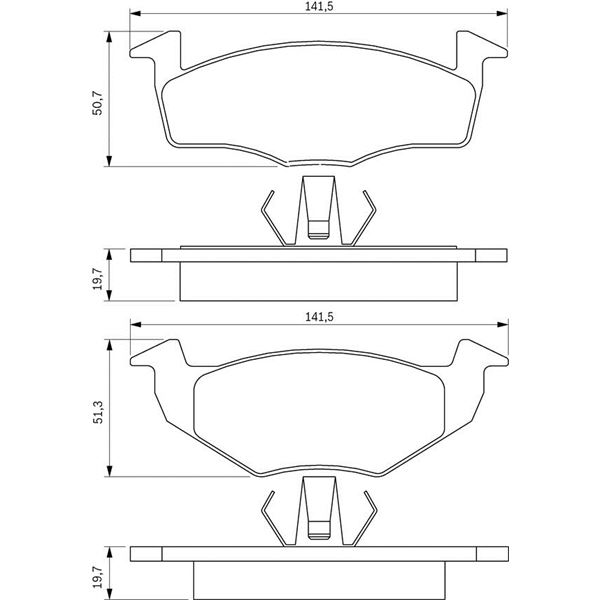 4 Plaquettes de frein avant Bosch BP163 4 Plaquettes de frein avant Bosch BP163
