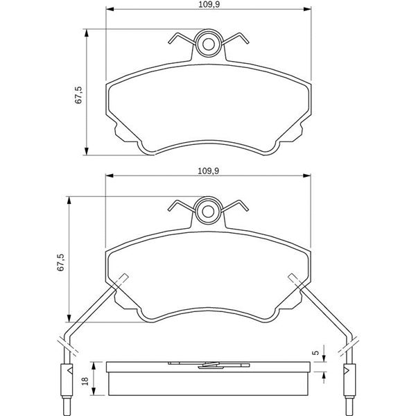4 plaquettes de frein avant Bosch BP551 4 plaquettes de frein avant Bosch BP551