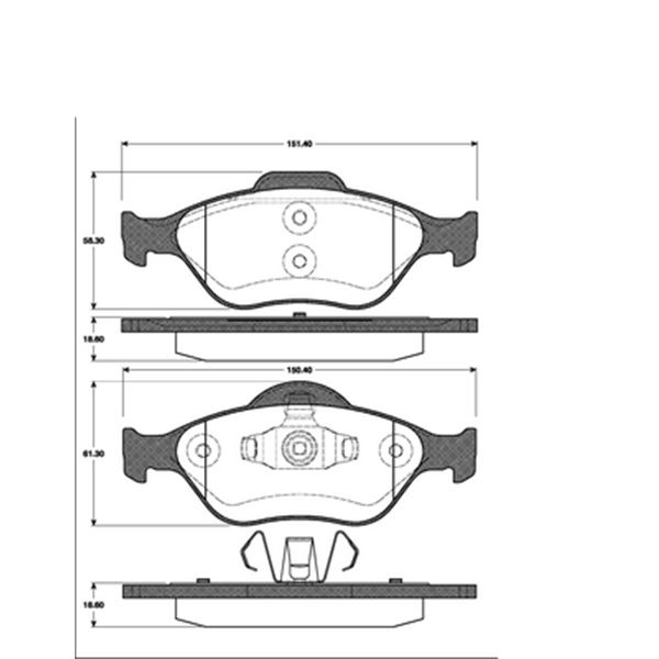 4 plaquettes de frein avant SBS 222557 4 plaquettes de frein avant SBS 222557
