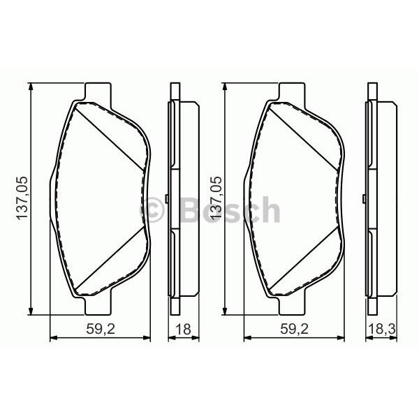 4 plaquettes de frein avant Bosch BP1485 4 plaquettes de frein avant Bosch BP1485