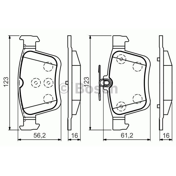 4 plaquettes de frein arrière Bosch BP1504 4 plaquettes de frein arrière Bosch BP1504