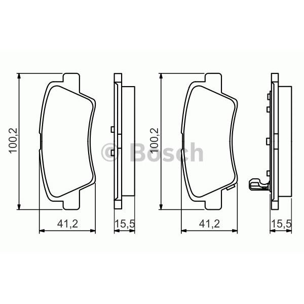 4 plaquettes de frein arrière Bosch BP1478 4 plaquettes de frein arrière Bosch BP1478