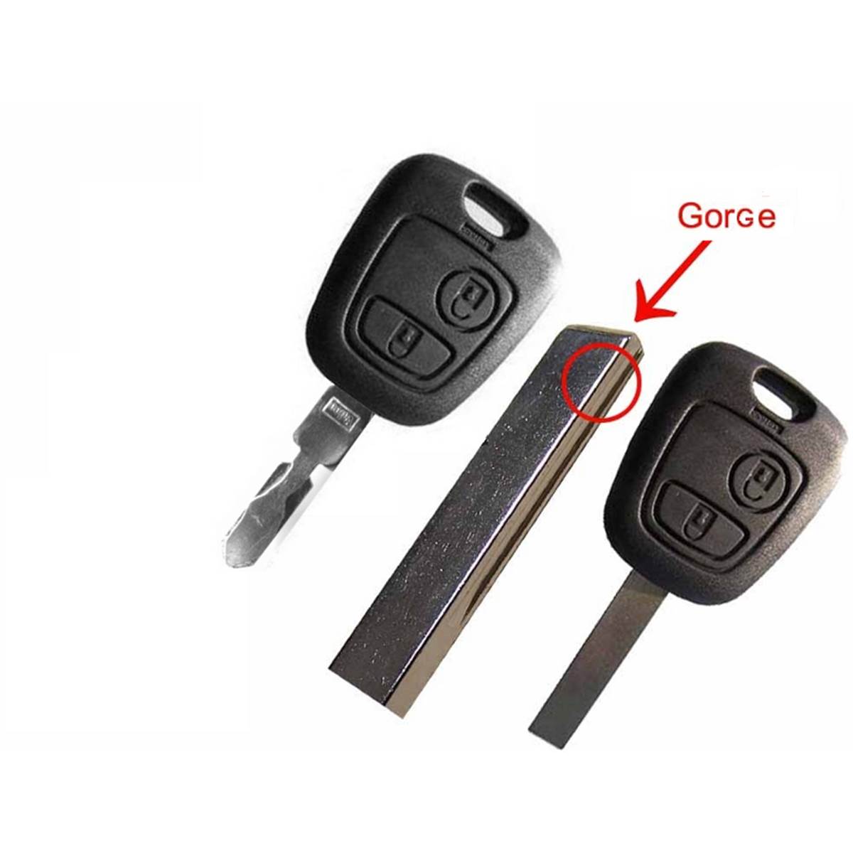 Coque de clé adaptable pour PSA 207,107, 307, C1 à C5, Toyota Aygo 2 boutons