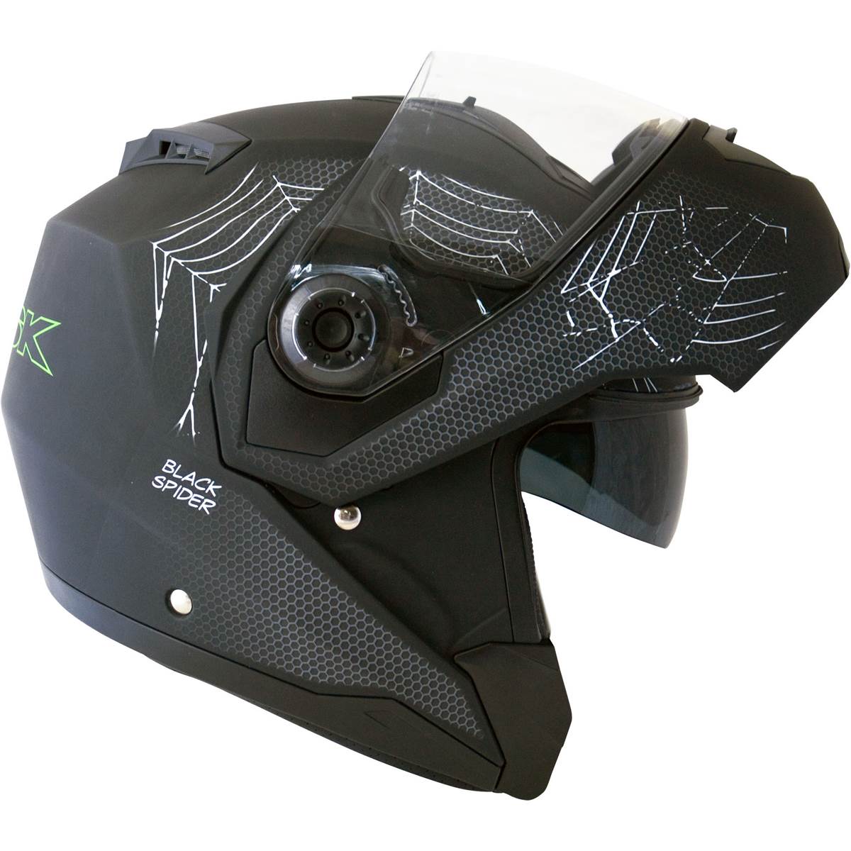 Casque Moto Modulable Black Spider Noir Mat Ksk Taille S Feu Vert