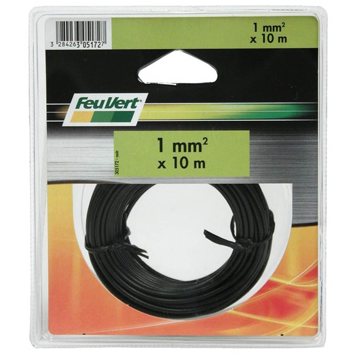 Câble noir 1 mm² x 10 m Feu Vert