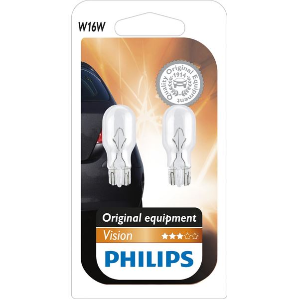 2 ampoules Philips premium W16W Feu Vert