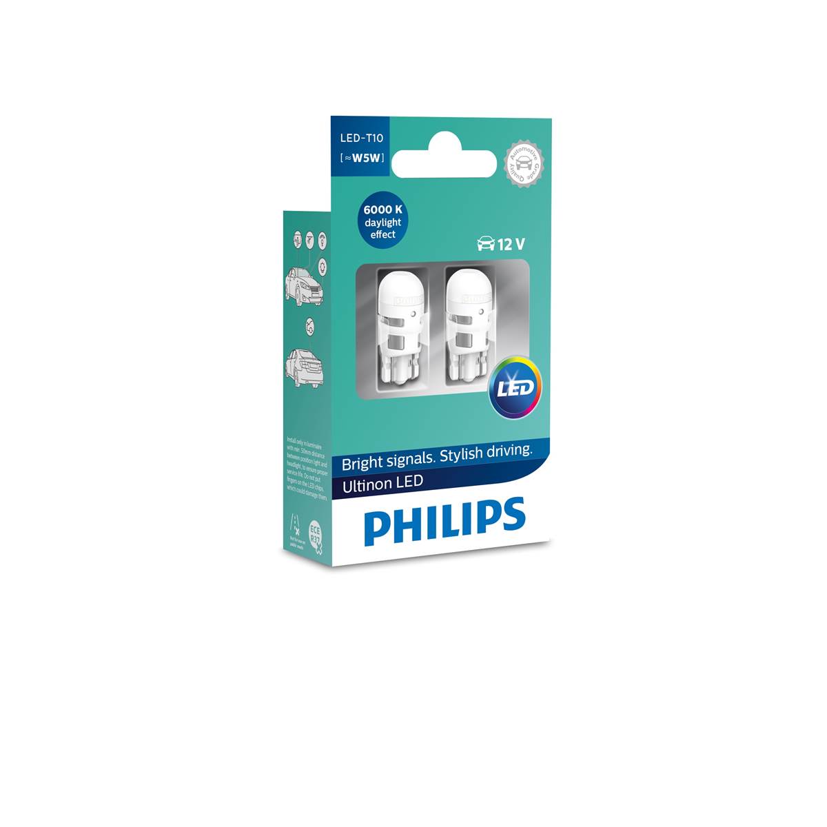 2 AMPOULES PHILIPS PREMIUM LED 6000K W5W/T10