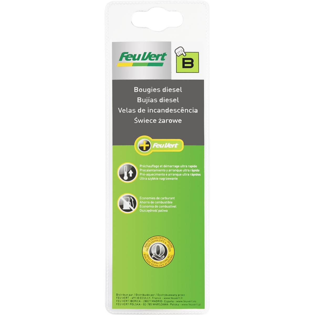 Lot de 2 bougies de préchauffage Feu Vert B