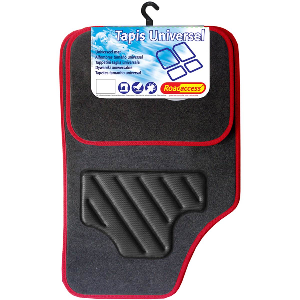4 tapis moquette universels Olan rouge