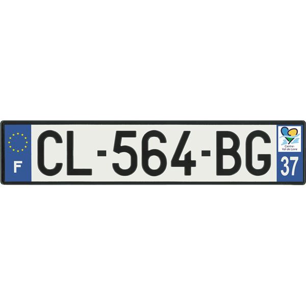 Plaque immatriculation alu basic 520 x 110 mm département 37 Feu Vert