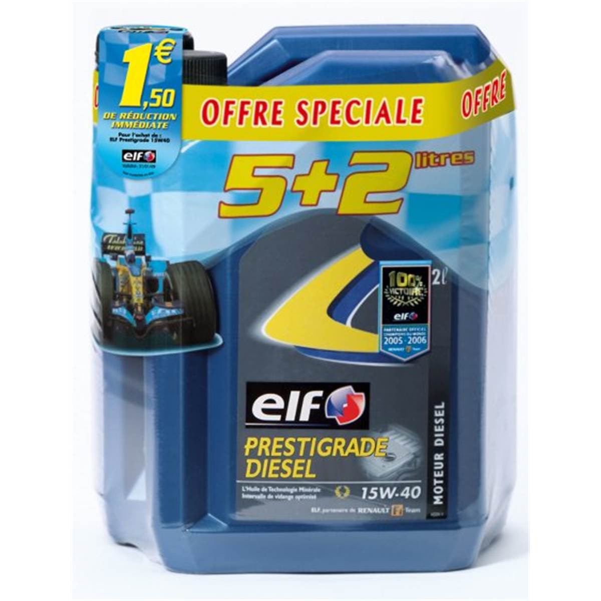 Huile moteur ELF PRESTIGRADE DIESEL 15w40 bidon de 5L + 2L + ORI 1,50